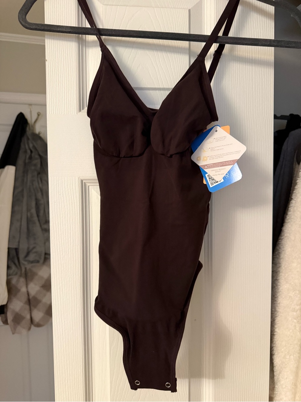 Women’s Brown V-Neck Bodysuit with Adjustable Straps